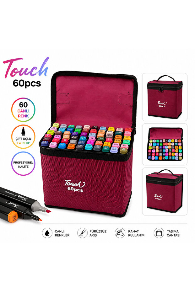 Set of 60 Double-Sided Marker Pens