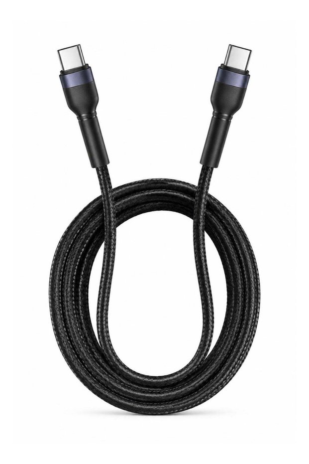 100W USB C to USB C Cable, 1m Fast Charging and Data Transfer Braided Type C Cable with Aluminum Alloy Connectors for USB-C Laptops, Tablets, Smartphones and Power Banks, Black
