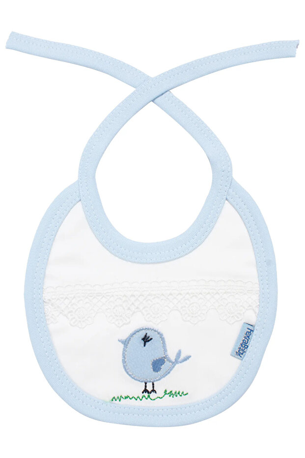Baby Girl Blue Lace Apron with Chick Motif and Tie