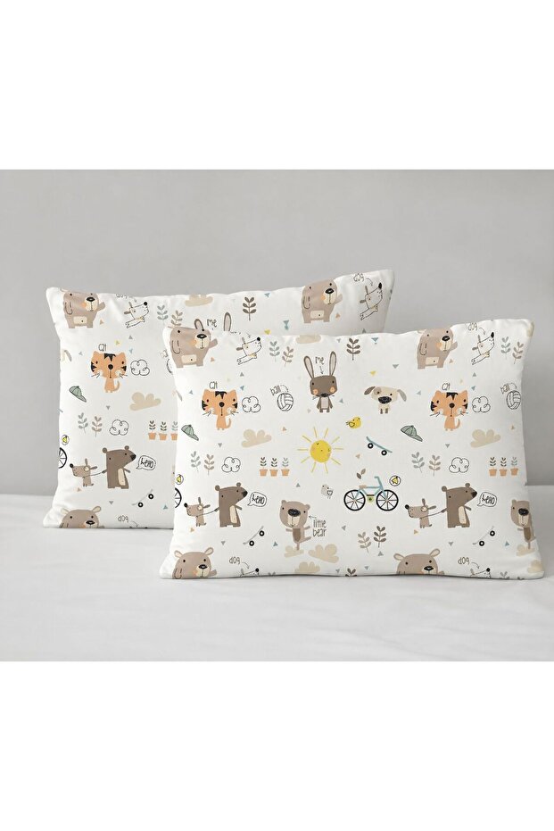 Set of 2 Teddy Bear Patterned Pillowcases 50 X 70