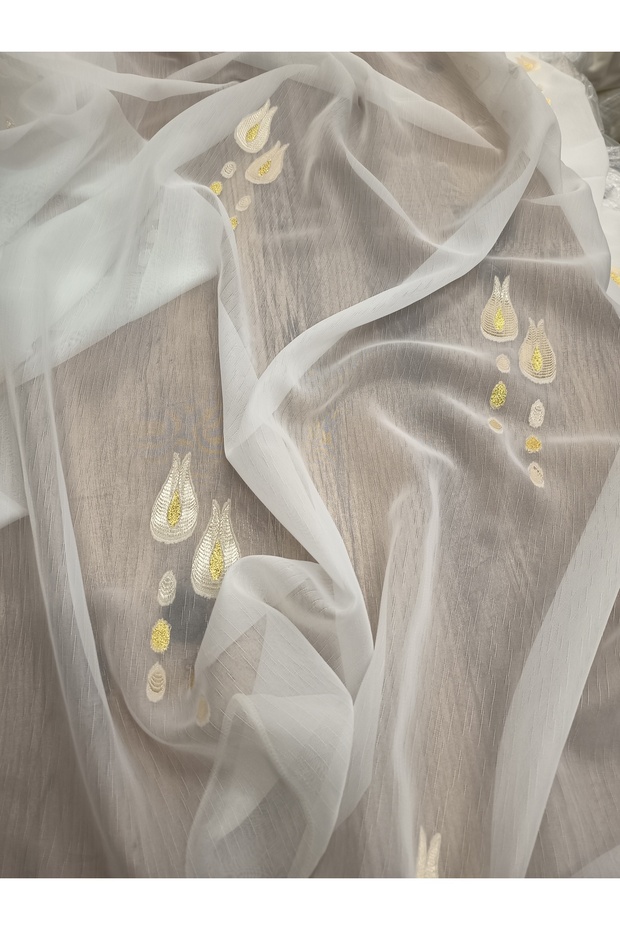 Tulle Curtain Without Pleats Cornej Button Ready-Made Curtain That Can Be Sewn On, No Ironing Required Tulle