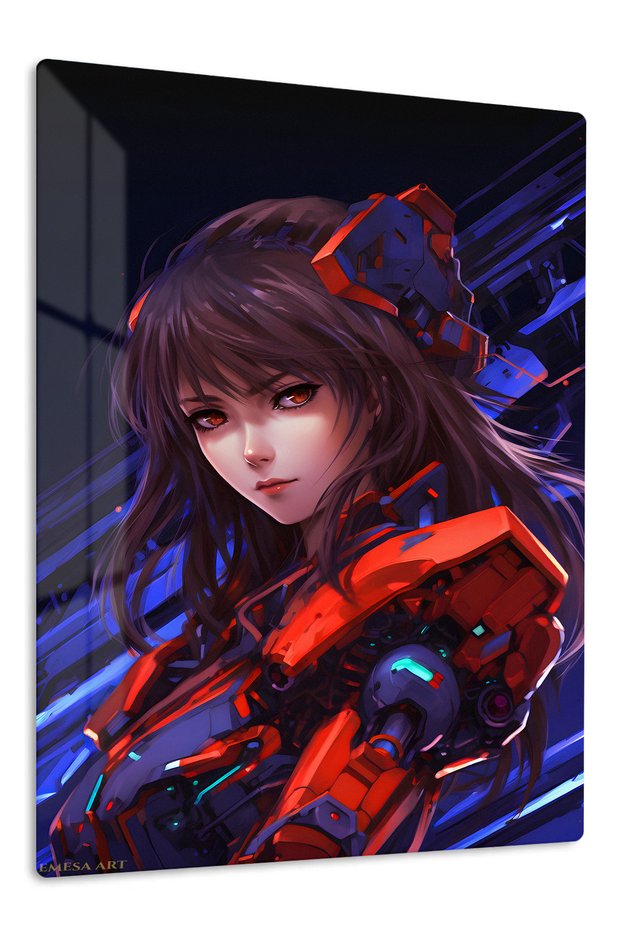 Cyber Anime Girl Anime Metal Wall Art