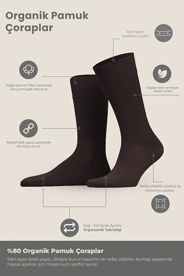 Men's Organic Cotton Socks Brown