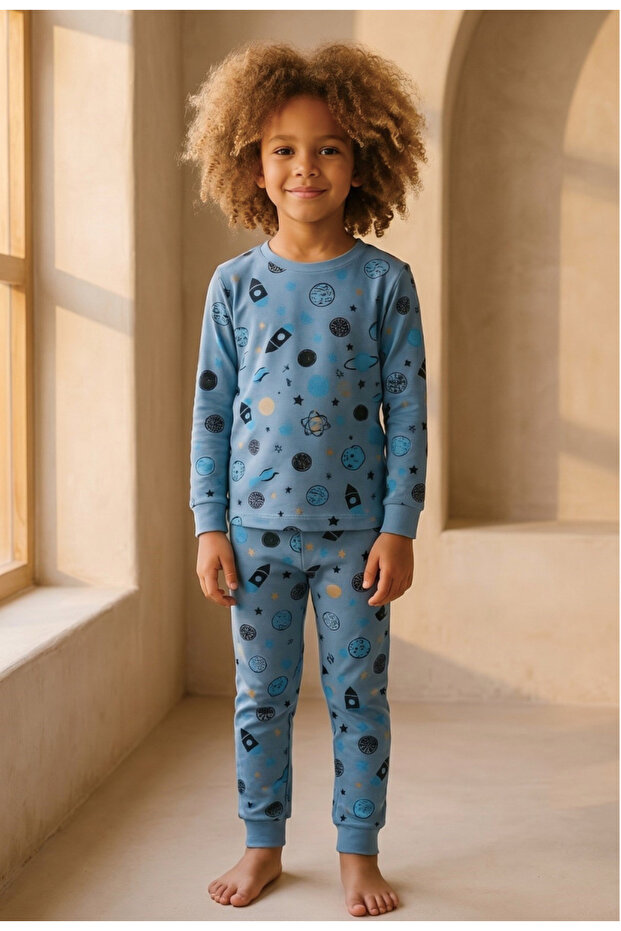 Boy's Planet Patterned Pajama Set