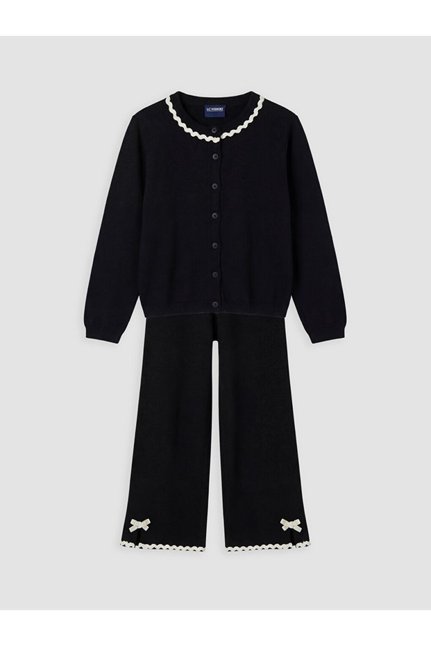 Vizyon New Season Black Girls' Knitwear Cardigan and Pants