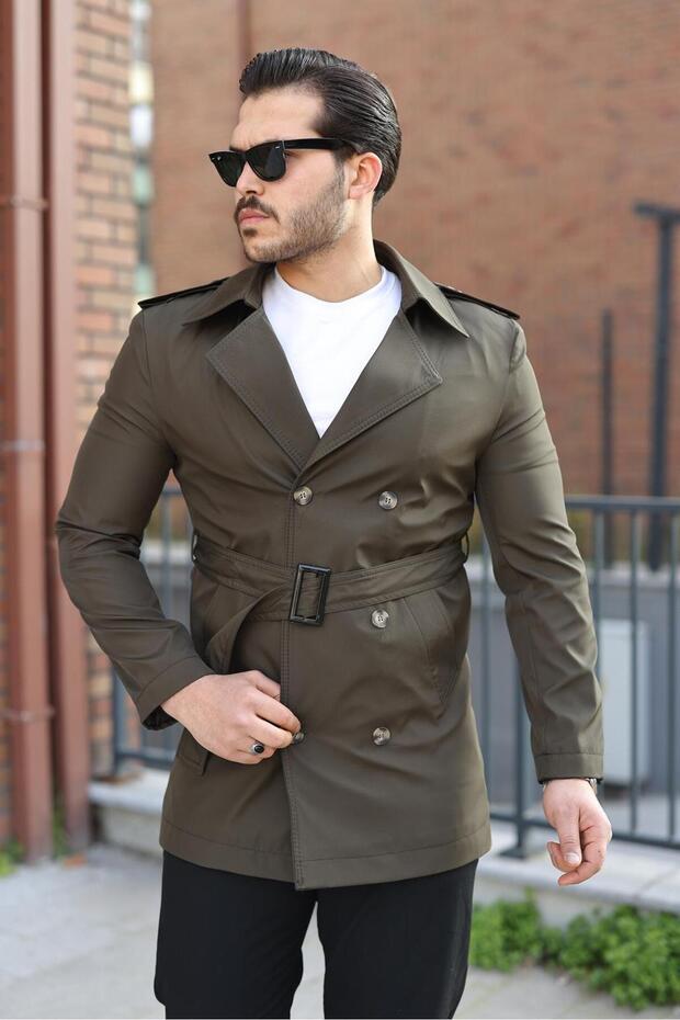 Slim Fit Long Belted Men's Trench Coat