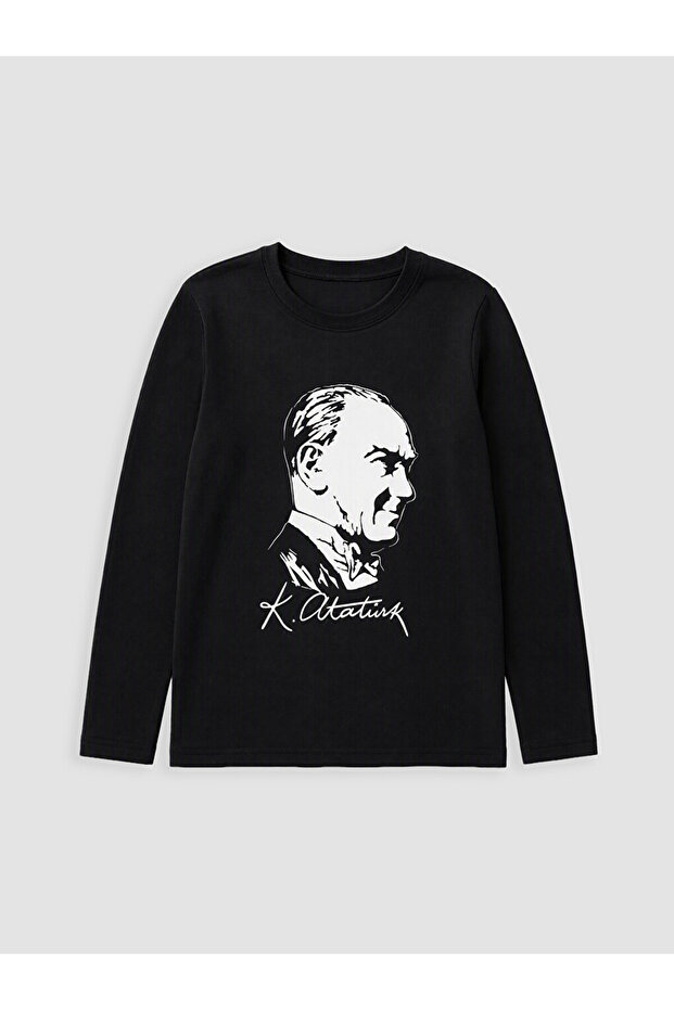 Crew Neck Ataturk Printed Boys' T-Shirt