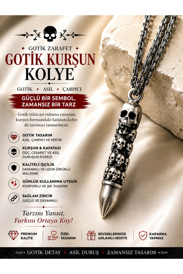 🖤 Gothic Bullet Necklace Reflect the Style of the Power, Bring Out the Difference!