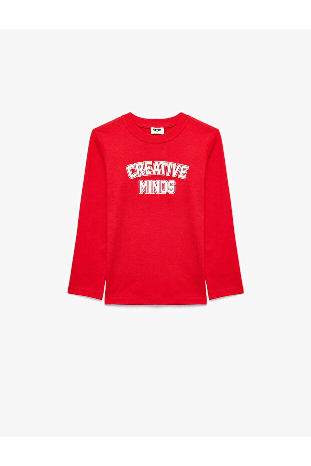 Cotton Printed Red Boys' Long Sleeve T-Shirt 7Wkb10150Tk