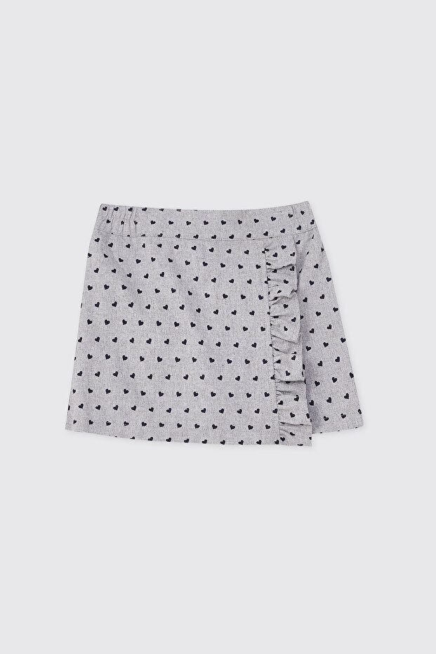 Baby Girl Gray Ruffle Detailed Shorts Skirt