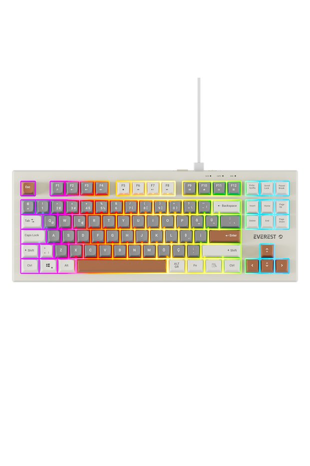Everest Kb-98 Silent Tkl Gray Blue/Gray/Brown Rainbow Q Membrane Keyboard Pts42