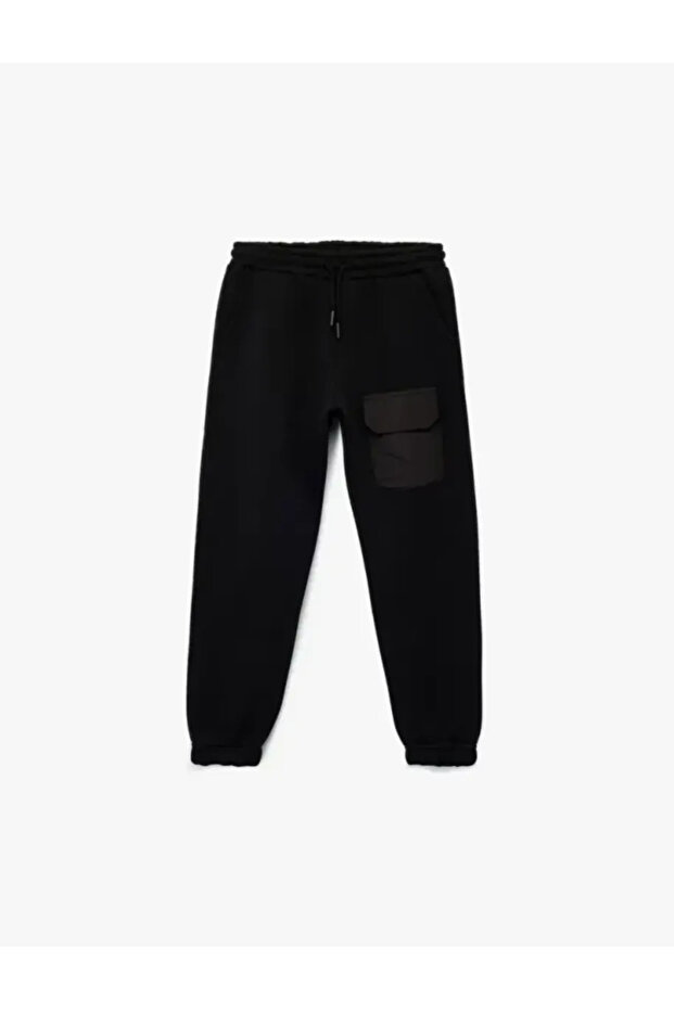 Basic Jogger School Sweatpants with Raised Pocket Detail and Elastic Waistband
