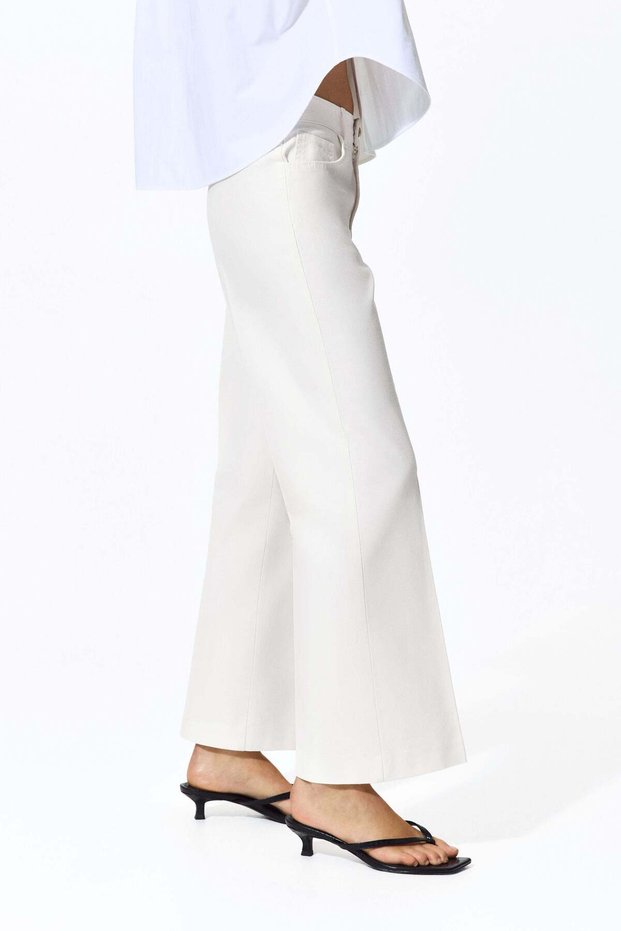 Bootcut cotton canvas trousers