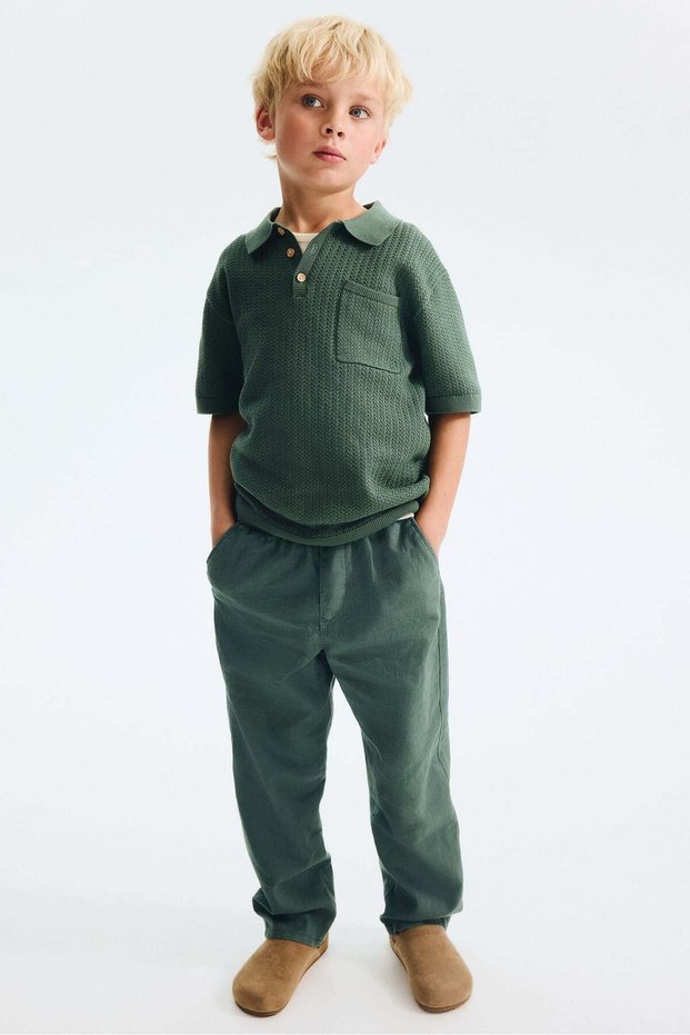 Linen-blend trousers