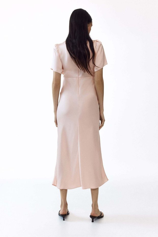 MAMA Lace-trimmed satin dress