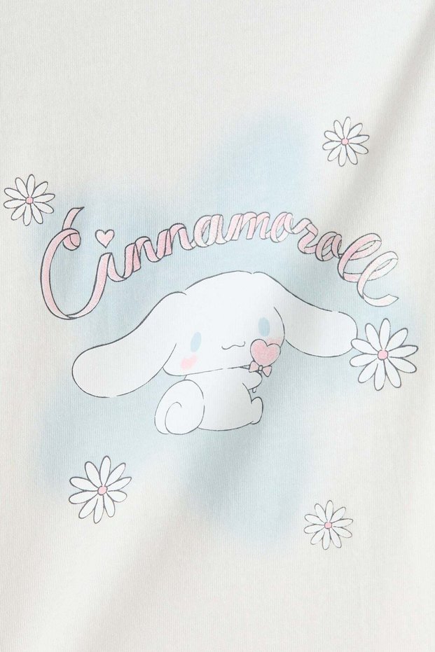 Print-motif cotton T-shirt