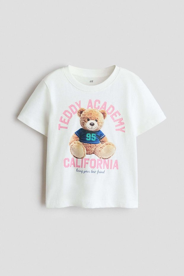 Print-motif cotton T-shirt