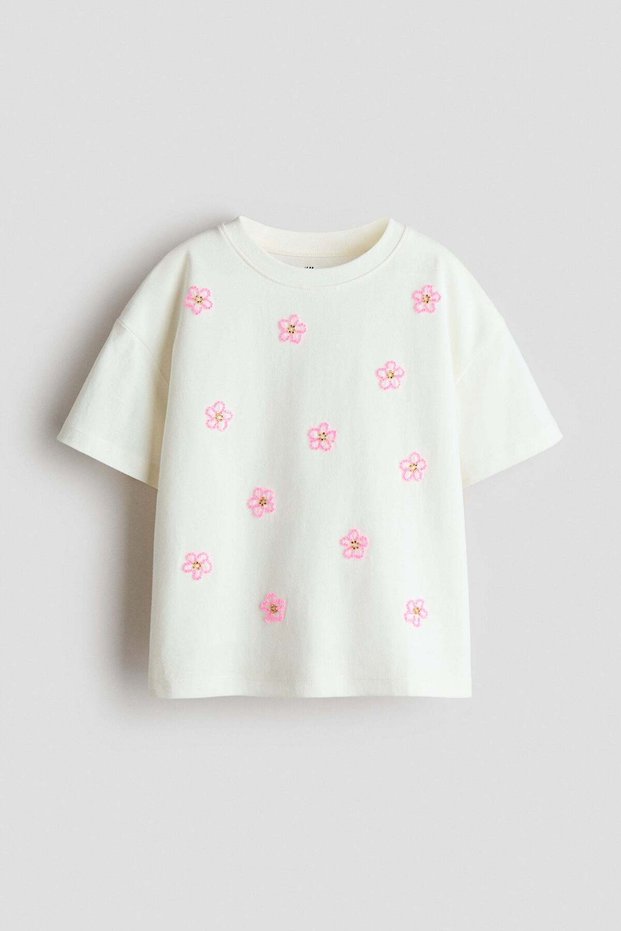 Appliquéd cotton T-shirt