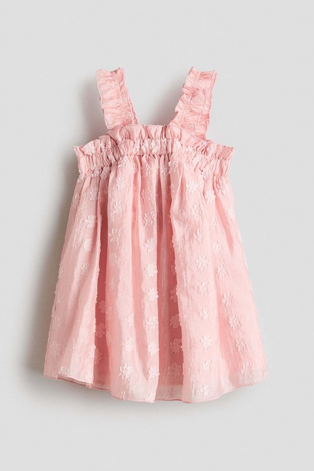 Frill-trimmed jacquard dress