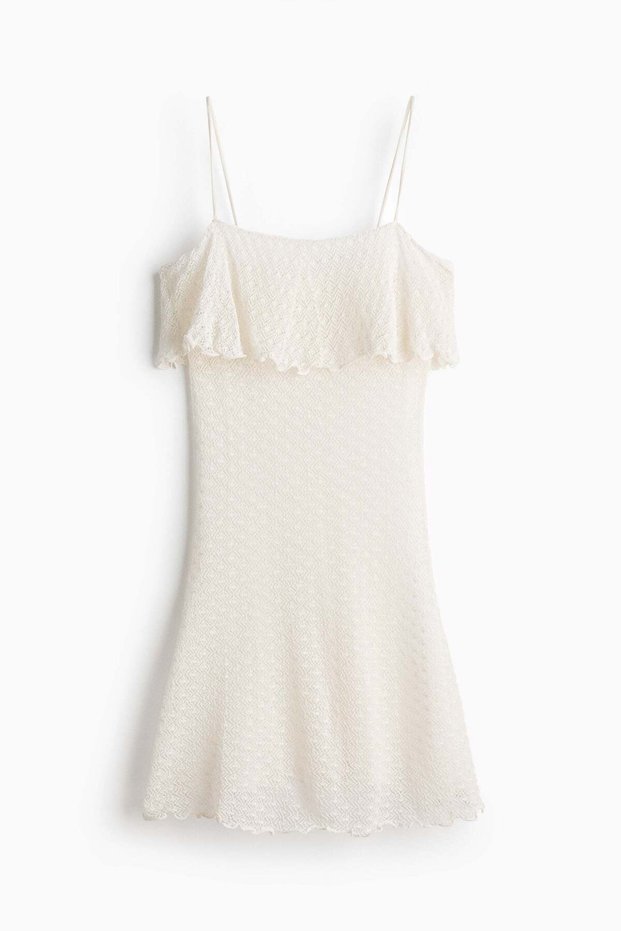 Pointelle-knit strappy top