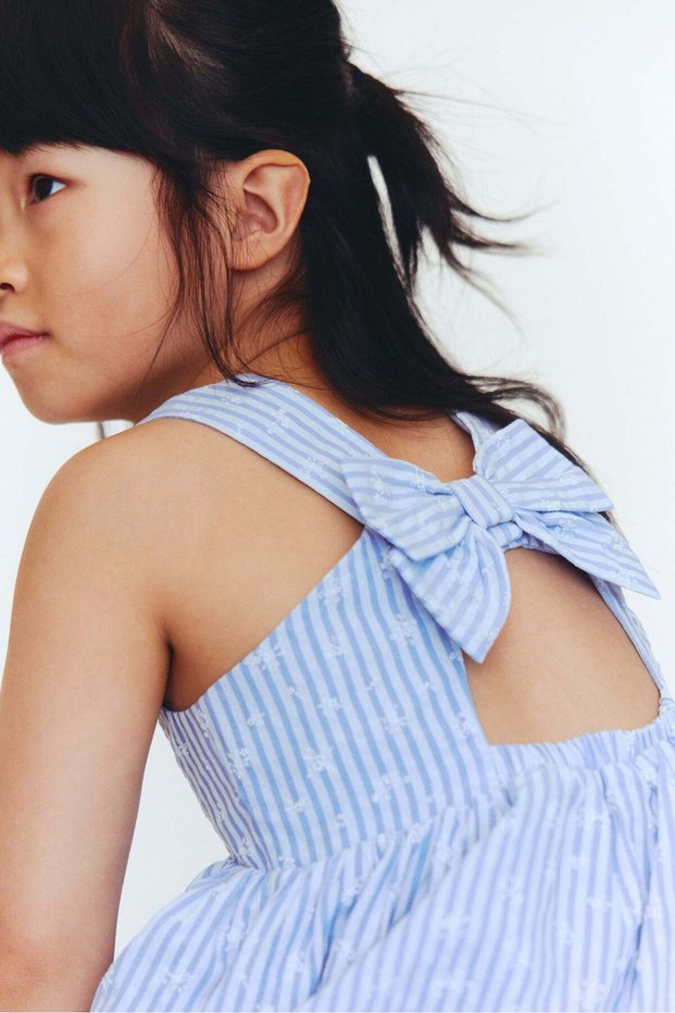 Bow-detail seersucker dress