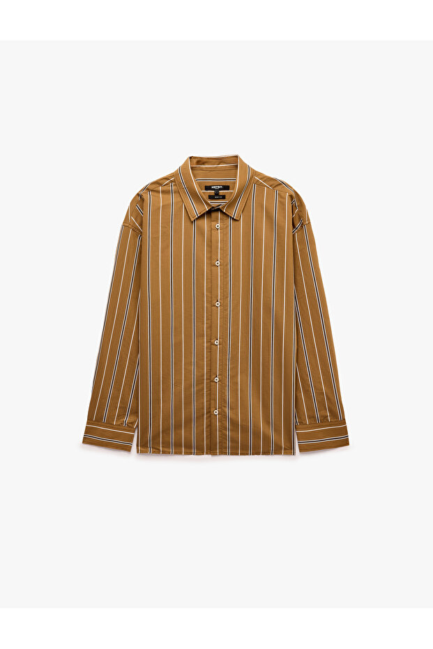 Regular Fit Cotton Classic Collar Striped Long Sleeve Shirt