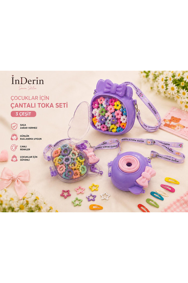 Colorful Hair Elastic Set Shoulder Bag with Capsule Bag, Adjustable Strap