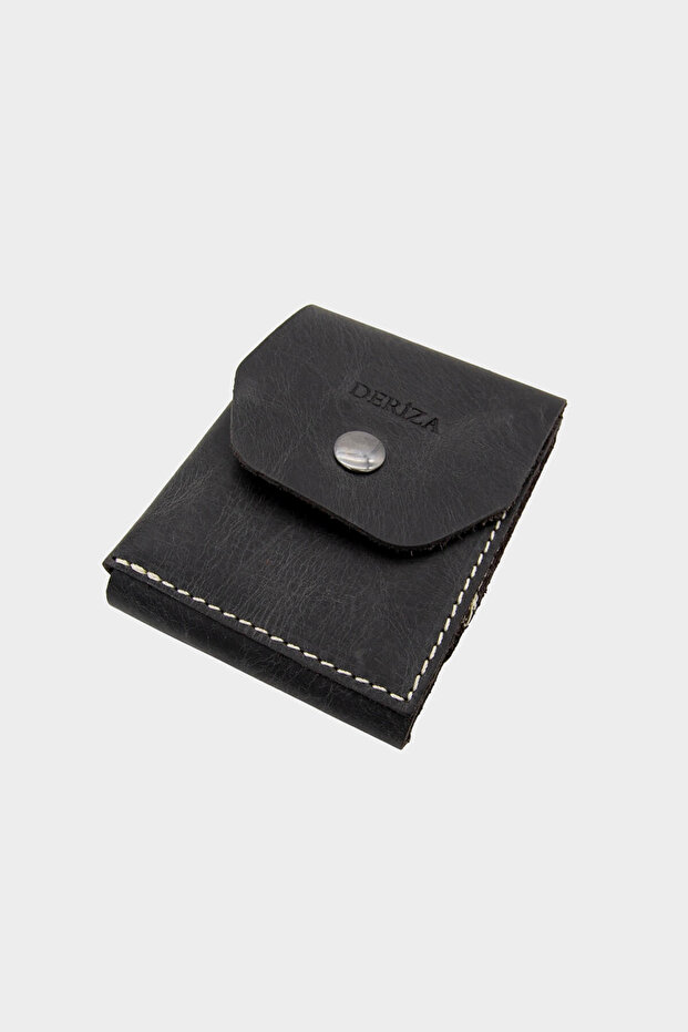 Reno Genuine Leather Vertical Snap Wallet Black