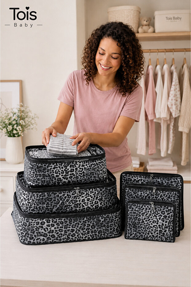 Baby 6-Piece Patterned Mesh Suitcase Organizer Bag Organizer