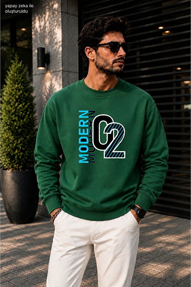 Men's Modern 02 Printed Cycling Round Neck Casual Sweatshirt