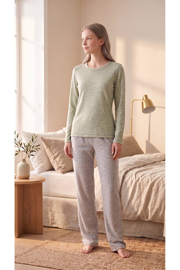 100% Cotton Long Sleeve Soft Textured Comfortable Cut Pajama Set27403