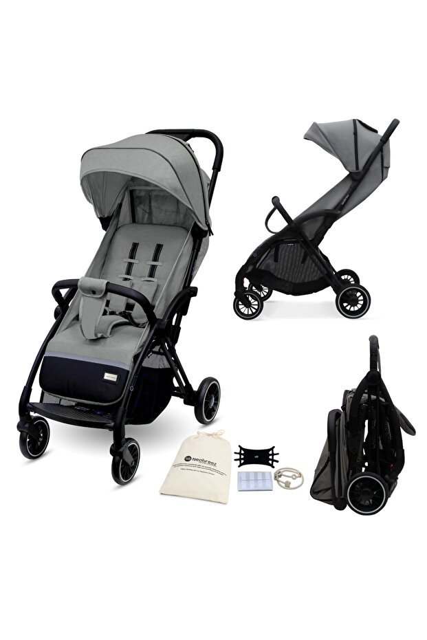 - Theta Auto Fold Compact Lightweight Travel Stroller - Grey