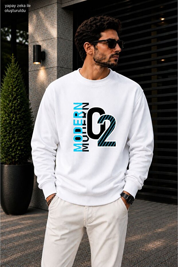 Men's Modern 02 Printed Cycling Round Neck Casual Sweatshirt