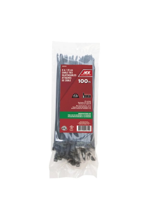 Polypropylene Cable Tie Pack (Black, 20.31 cm, 100 Pc.)