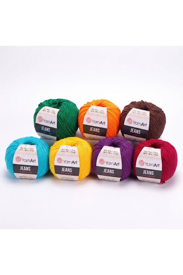 Jeans Knitting Yarn Set, 7 Pieces of Knitting Yarn, Square Motif Cardigan Knitting Set