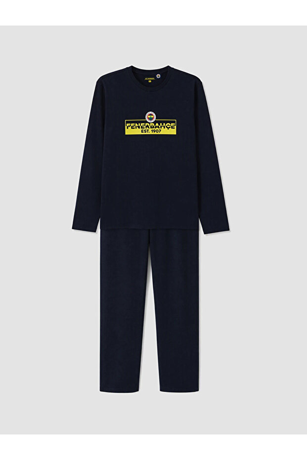 Navy Blue Fenerbahçe Printed Pajama Set W6B463B8