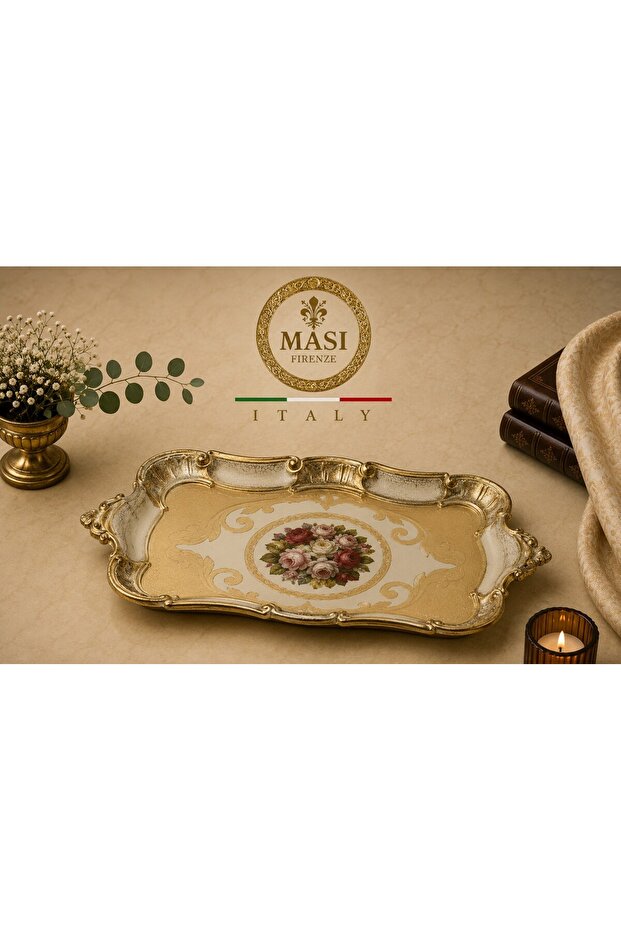 Masi Rosewood Handled 32X20 Rectangular Coffee Tray