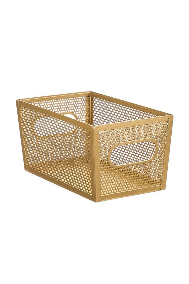 Perforated Metal Bin (Brass, 25.4 x 15 x 12.7 cm)