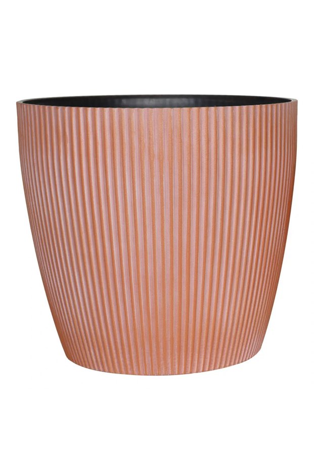 Vertical Ribs Oval Plastic Pot (43 cm, Brown)