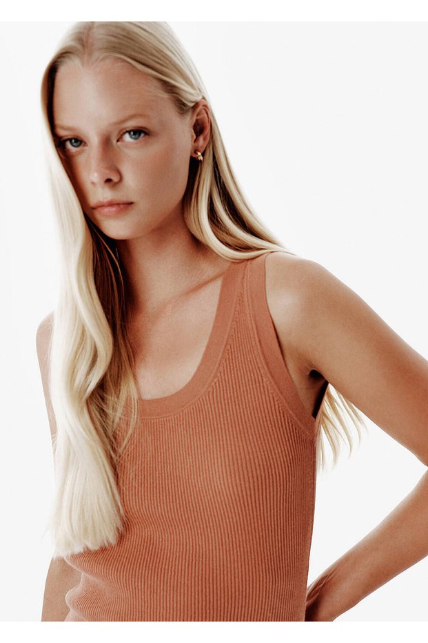 Fine Knit Brown Rip Knitwear Top