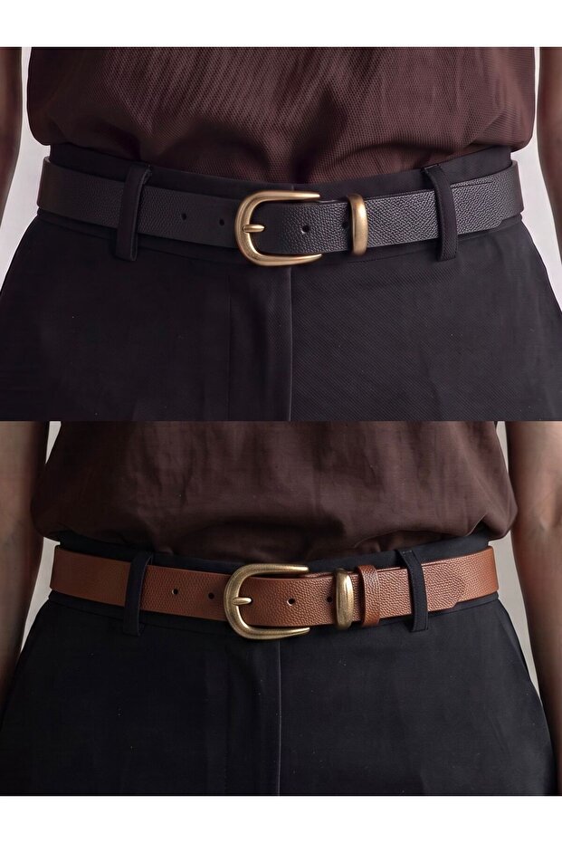 Women's Antique Plated Buckle Belt 2.3 cm Jean Belt Coat Belt Pants Belt