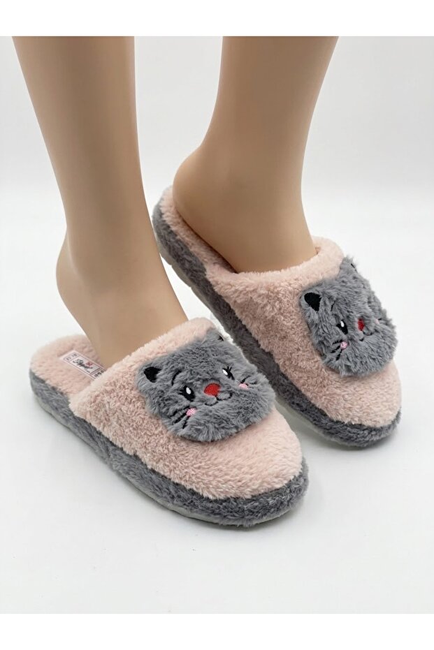 Women's Plush House Slippers with Cat Pattern, Soft, Warm, Furry, Comfortable Home - Dowry - Bundle Slippers