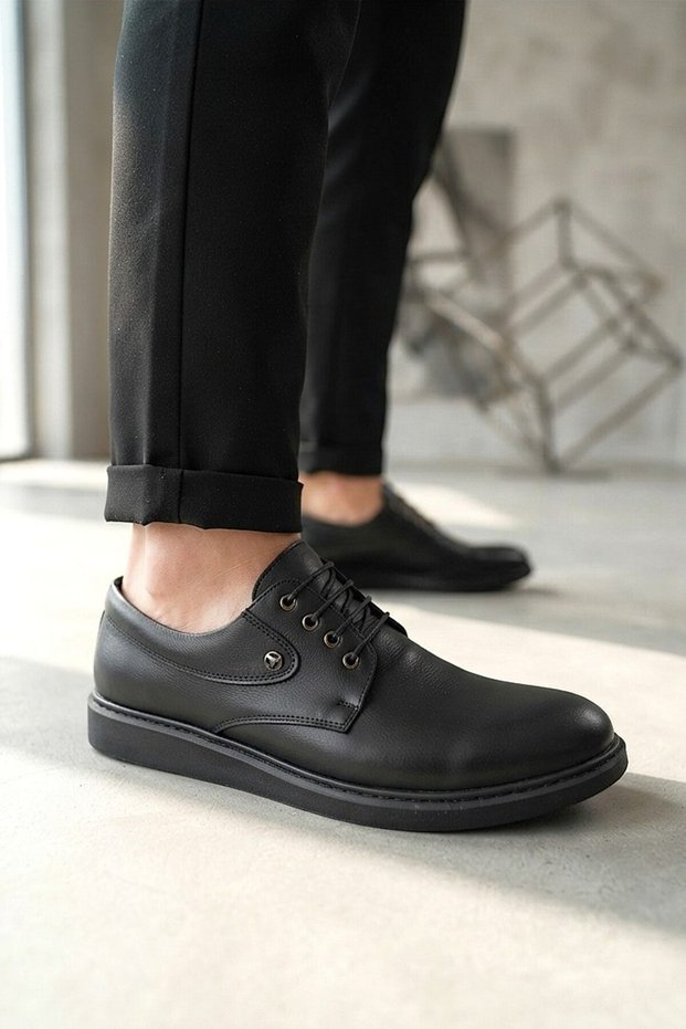 Zrj0610 Casual Business Lace-Up Men's Classic Shoes - Black