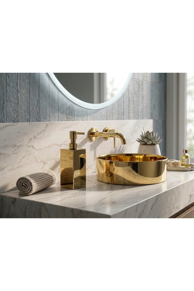 Gold Liquid Soap Dispenser 100% Brass Material - Gold Bathroom Liquid Soap Dispenser - Premium Soap Dispenser