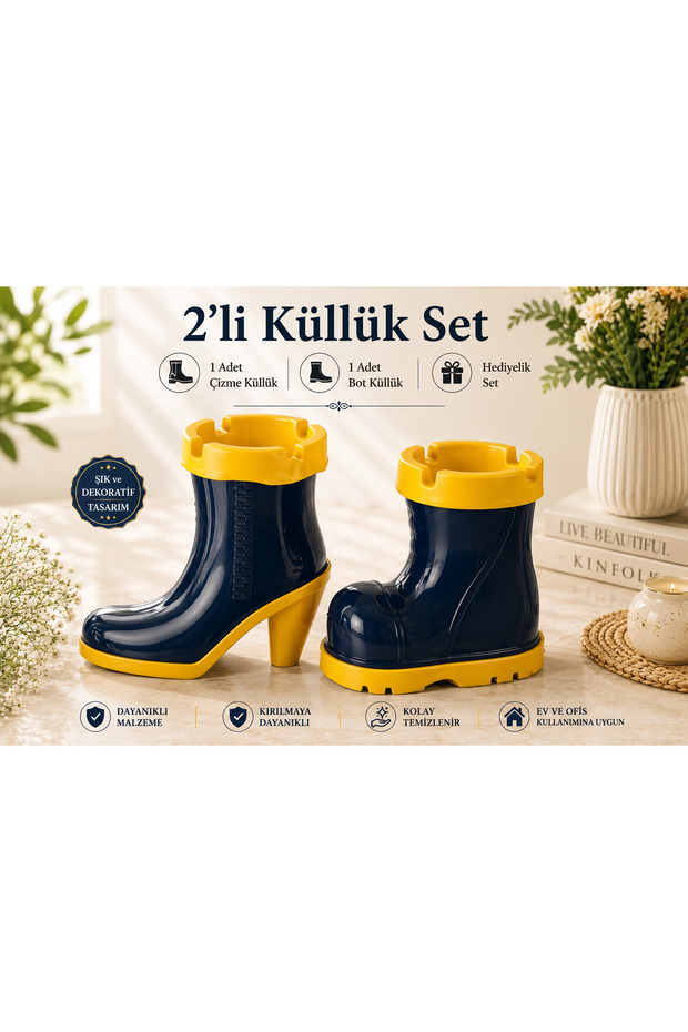 2-Piece Ashtray Set Boots and Boots Ashtray - Odorless Decorative Ashtray Set Fireproof Plastic