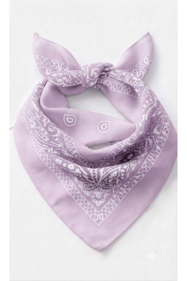 100% Cotton Ethnic Patterned Lilac Women's Bandana