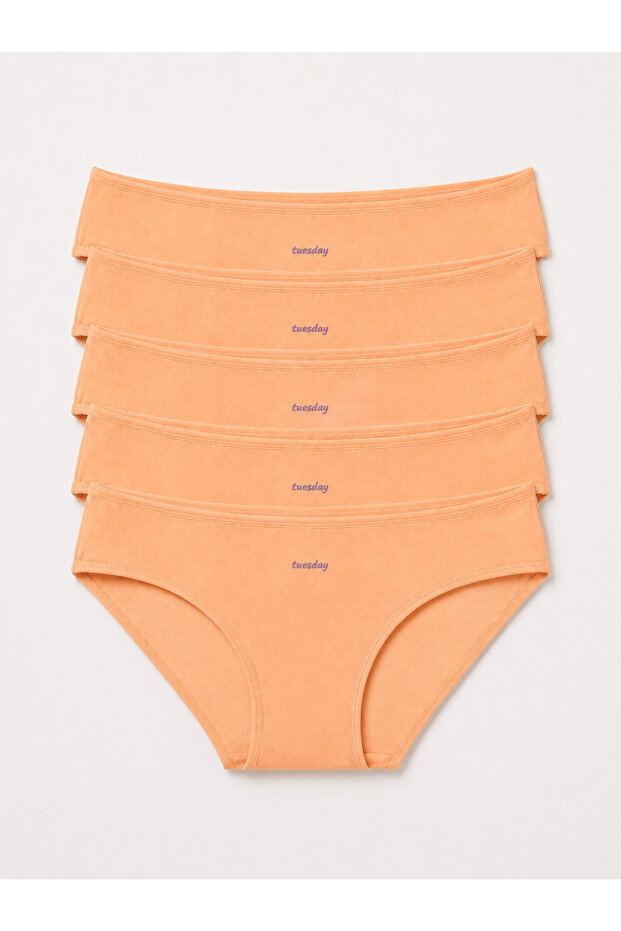 Women's 96% Cotton Salmon Color 5-Piece Panties