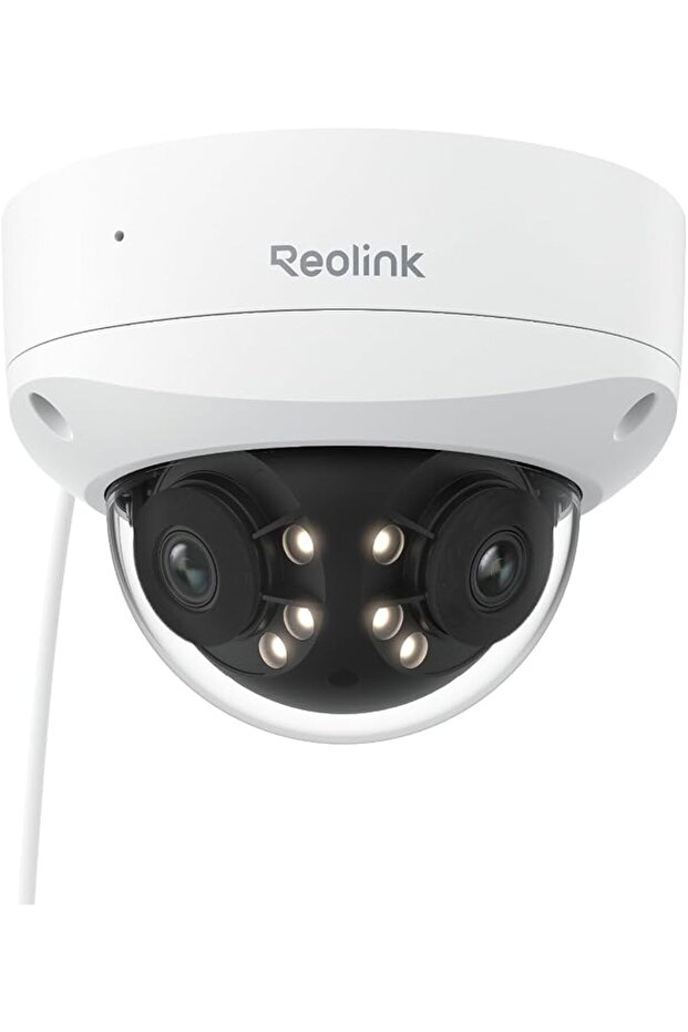 كاميرا ديو 2V بدقة 4K و8MP بكيبل ايثرنت وعدسة مزدوجة 180° وتقنية PoE، مقاومة للتخريب IK10 وخاصية اكت