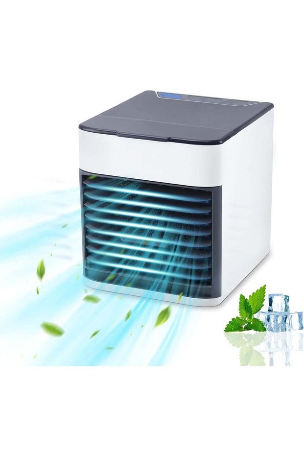 Ultra Mini Personal Air Cooler - 3-in-1 Portable Air Cooler with 10W USB Power, 3-Speed Fan, Water Evaporative Cooling & LED Light for Home, Office & Bedroom