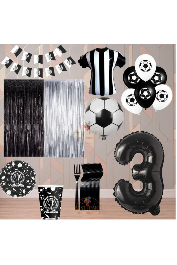 Best 3 Year Old Black and White Themed Fan Luxury Birthday Party Set
